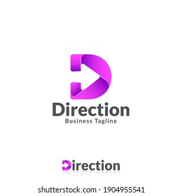 Direction - Letter D Logo with arrow concept