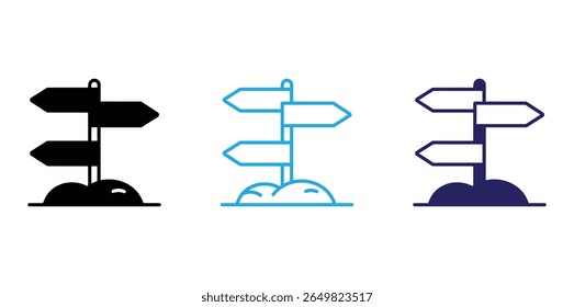 Direction line icon,direction icon,direction logo,direction vector, Directional signs showcase choice and guidance, in blue, black and light blue on a clean background.