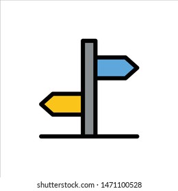 Direction, Logistic, Board, Sign  Flat Color Icon. Vector icon banner Template. Vector Icon Template background