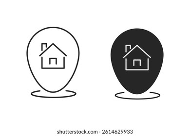 Direction map house for Your home contact label illustration in 2 versions. Vector icons in flat style
