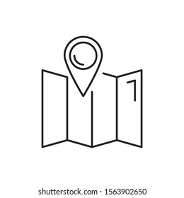 Direction map pin icon. Simple line, outline vector of navigation icons for ui and ux, website or mobile application