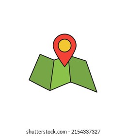 Direction map route icon line style icon, style isolated on white background