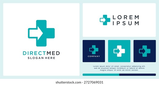 Diseño de logotipo médico de dirección con plus.