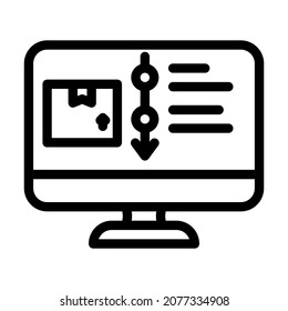 direction monitoring on computer line icon vector. direction monitoring on computer sign. isolated contour symbol black illustration