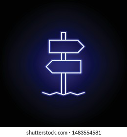 direction navigation arrow line icon in neon style. Element of winter sport illustration. Signs and symbols icon can be used for web, logo, mobile app, UI, UX