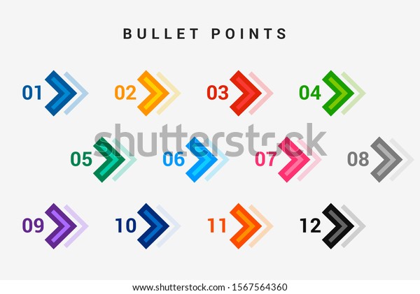 Direction Number Bullet Points One Twelve Stock Vector Royalty Free 1567564360