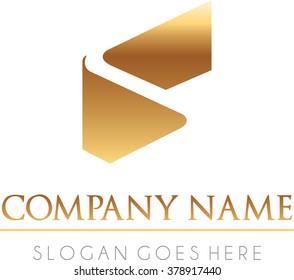 Direction perspective gold luxury logo vector 