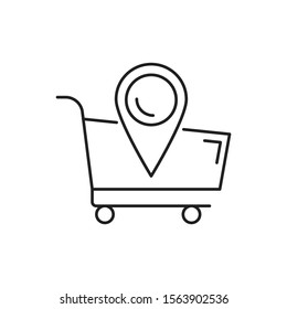 Direction pin basket truck icon. Simple line, outline vector of navigation icons for ui and ux, website or mobile application