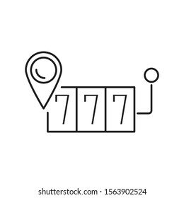 Direction pin casino 777 icon. Simple line, outline vector of navigation icons for ui and ux, website or mobile application