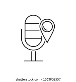 Direction pin microphone icon. Simple line, outline vector of navigation icons for ui and ux, website or mobile application