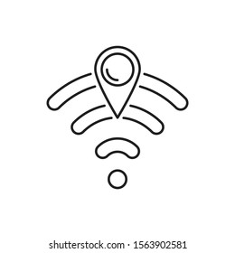 Direction pin wi-fi icon. Simple line, outline vector of navigation icons for ui and ux, website or mobile application