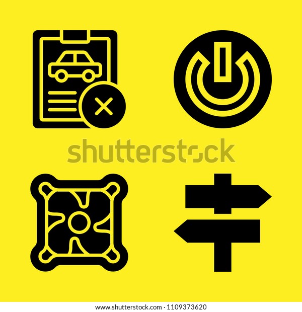 direction, power button,
car repair and cooler vector icon set. Sample icons set for web and
graphic design