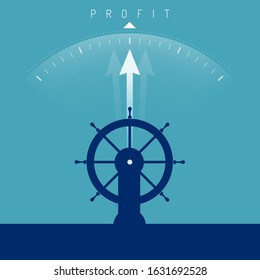 Direction - profit. Vector concept illustration.