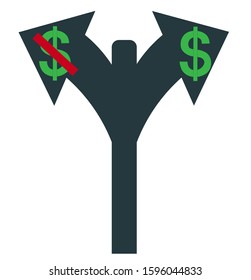Direction to rich or poor vector illustration. EPS 10. 