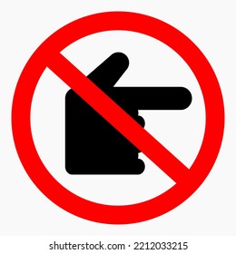 Direction to the right in a crossed out red circle. Attention. Warning. Dangerous direction to the right. Movement to the right is prohibited. Vector icon.