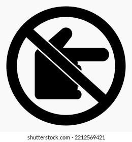 Direction to the right in a crossed out red circle. Attention. Warning. Dangerous direction to the right. Movement to the right is prohibited. Vector icon.