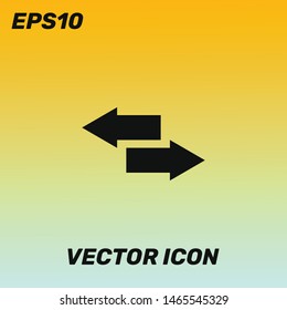 Direction, Right-Left arrow vector icon illustration for web and mobile application isolated on golden gradient background. Premium quality.