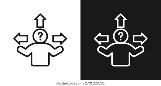 Direction Risk Icon In Black And White Line Style