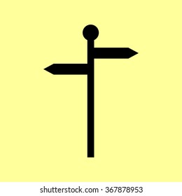 Direction road sign. Flat style icon vector illustration.