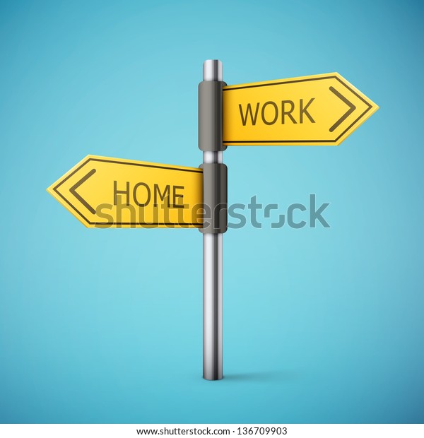 direction road sign with home and work words\
eps10 vector\
illustration