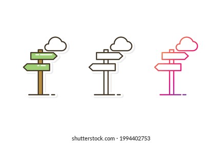 direction road sign icon set different style