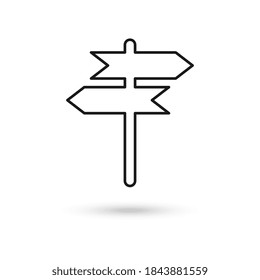Direction road sign icon vector, solid pictogram isolated on white background. Signpost, pointer symbol