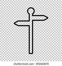 Direction road sign. Line icon on transparent background