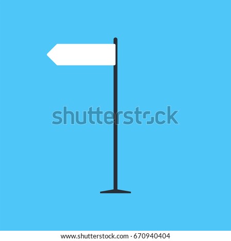Direction road sign on blue background in flat style