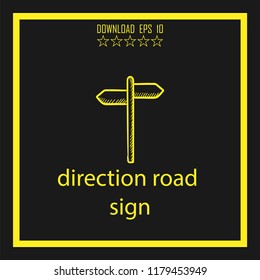 direction road sign sketch vector icon