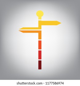 Direction road sign. Vector. Horizontally sliced icon with colors from sunny gradient in gray background.