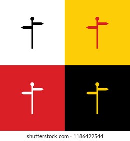 Direction road sign. Vector. Icons of german flag on corresponding colors as background.