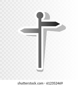 Direction road sign. Vector. New year blackish icon on transparent background with transition.