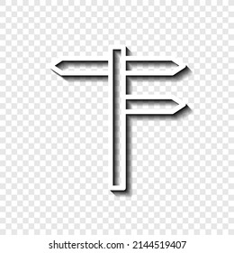 Direktionsstraße einfaches Symbol. Flaches Design. Weiß mit Schatten auf transparentem Gitter.ai