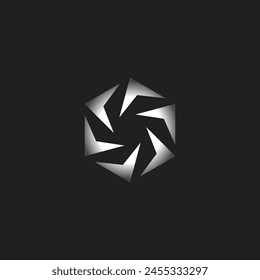 direction, rotating arrow hexagon simple vector logo symbol