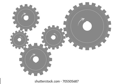 The direction of rotation of the sprocket gear in vector.