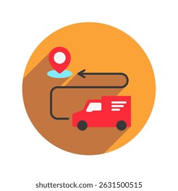Cor plana arredondada da direção, mini ícone da ilustração. use para conceito moderno, impressão, UI, kit UX, web e desenvolvimento de aplicativo. Vetor relacionado com vendas, logística e comércio eletrônico