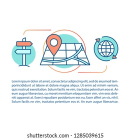 Direction and route searching concept linear illustration. Getting destination. Article, brochure, magazine page. Navigation. Map. Traveling and tourism. Print design. Vector isolated outline drawing
