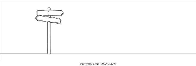 Sinal de rota de direção desenho contínuo de uma linha. Direção da seta.
