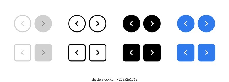 Direction sign. Arrow button symbols. Next and previous buttons. 