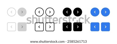 Direction sign. Arrow button symbols. Next and previous buttons. 