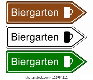 Direction sign beer garden