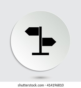 direction sign - black vector icon  with shadow