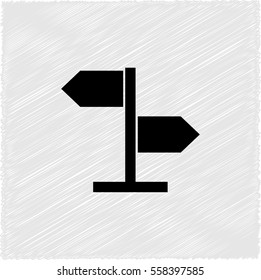 direction sign  - black vector icon