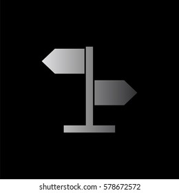 direction sign -  black vector icon