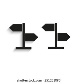 direction sign - black vector icons