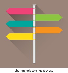 Direction sign with blank spaces for text. Vector illustration