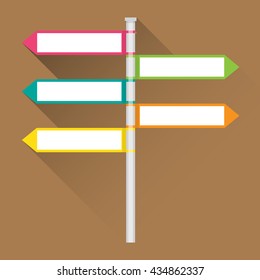 Direction sign with blank spaces for text. Vector illustration