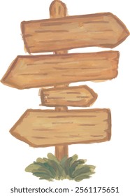 Direction sign board hand drawn watercolour clipart