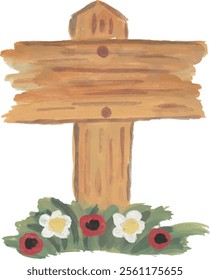 Direction sign board hand drawn watercolour clipart