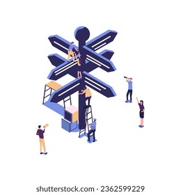 direction sign in different, destination, choice of directions, travel to different places vector